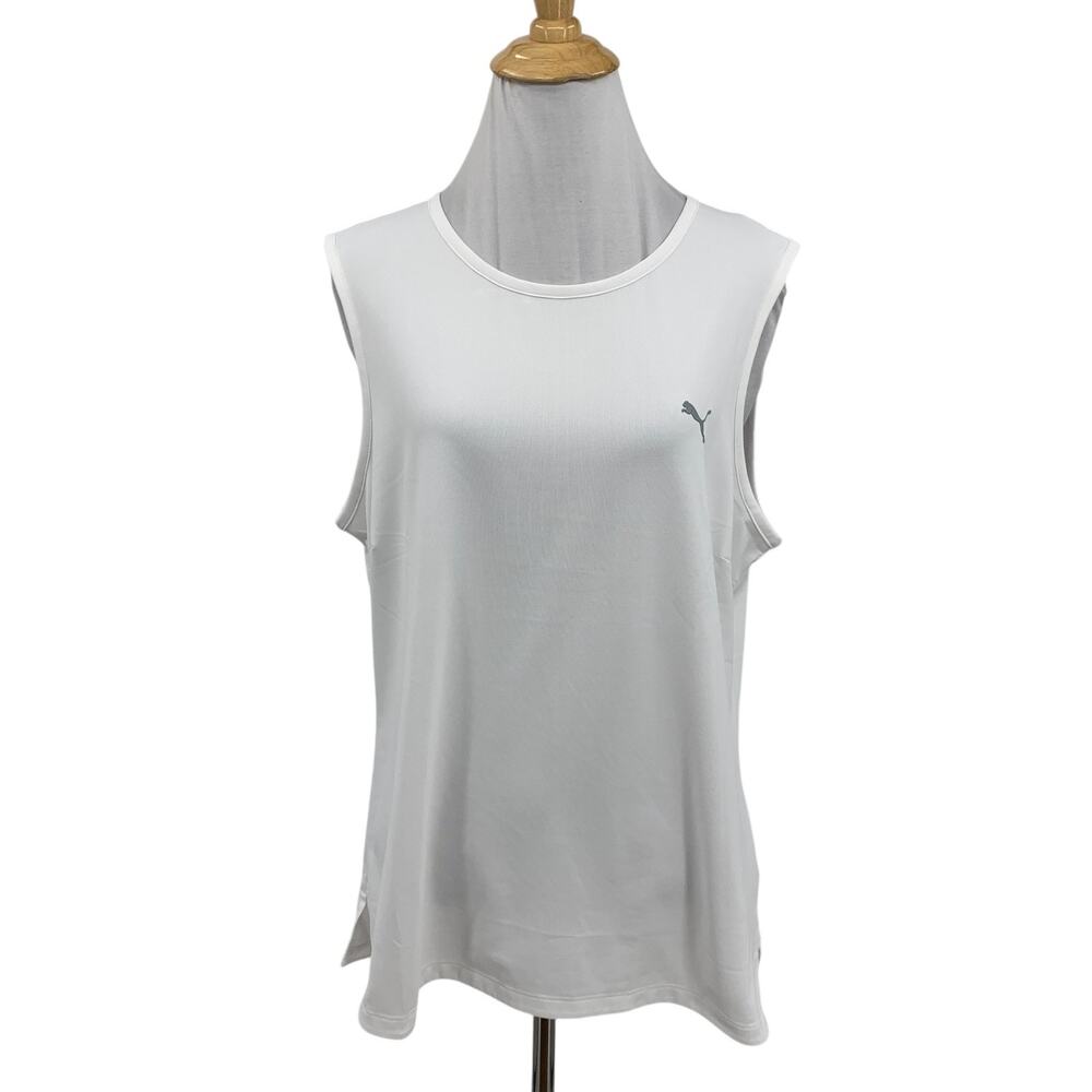 Puma Tank Top Womens XL Extra Large White Performance Keyhole Back Muscle Tee